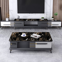 Meuble TV moderne et table basse avec dessus noir pour panneau de salon Meuble TV en bois pour la maison