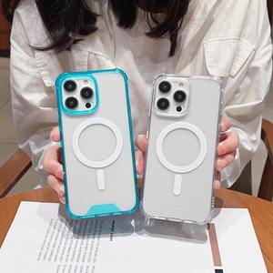 Premium In-Stock per Iphone 15 Pro Max TPU + PC custodia magnetica comoda mano sentire con grande trasparenza - Product Image 2
