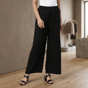 Women's Casual High-waisted Regular Fit Elastic Waist <b>Chiffon</b> Wide-leg Pants Quick Dry for Running - Product Image 2