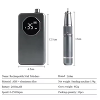Perceuse à ongles électrique professionnelle 35000 tr/min, portable, en plastique, 25W, sans fil, pour le polissage des ongles en acrylique et en gel