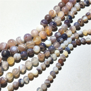 Grigio <span class=keywords><strong>Botswana</strong></span> <span class=keywords><strong>agata</strong></span>, gemma a strisce di calcedonio perline per la creazione di gioielli fai da te 6mm 8mm 10mm 12mm - Product Image 1