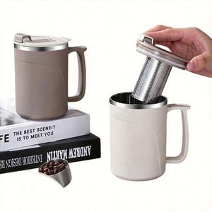 Mug publicitaire créatif en acier inoxydable 420 ml avec logo personnalisé, infuseur à thé intégré, idéal pour café, lait et cadeaux de fête - Product Image 2