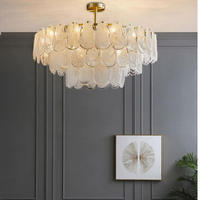 Lustres modernes en verre doré, luminaires suspendus de luxe en forme de feuille et de nuage pour chambre à coucher, salle à manger, îlot de cuisine, salon