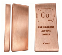 Barres de cuivre d'investissement de 1 oz, 10 oz, 1 kg, lingots de cuivre pur pour la vente en gros