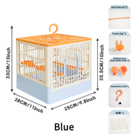 Cage à oiseaux rectangulaire portable en PP avec trou de ventilation, mangeoire et perchoir, plateau amovible facile à nettoyer, fournitures pour oiseaux de compagnie, vente en gros