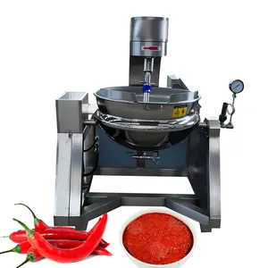 Automático industrial comida queso caramelo salsa de Chile gas calefacción eléctrica mezclador de cocina planetario hervidor con camisa de vapor