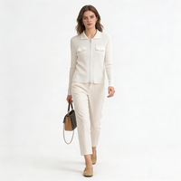 Pull-over en cachemire tricoté OEM de créateur, coupe ajustée, motif à rayures, col roulé, fermeture éclair intégrale, pour toutes les saisons