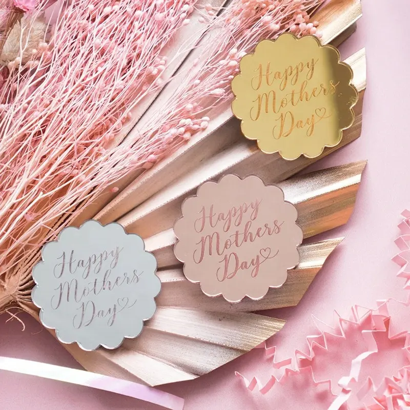 Hot sale Cupcake Topper Set Mirror Acrylic Happy Mothers Day Paper Cupcake Topper Acrylic Sheet For Cake Topper