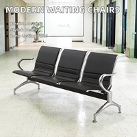 Suites Lounge classiques modernes en cuir pour la réception de bureau et d'hôpital Chaises d'attente de client en métal dans la salle Sala De Espera