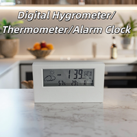 Horloge de bureau numérique LCD transparente esthétique, intelligente, à piles, avec affichage de la température et de l'humidité, pour le bureau, la chambre et les voyages