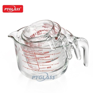 Klarglas-Maßbecher-Set, für Küchenwerkzeug hitzebeständiges Glasgeschirr-Maßbecher zum Backen und Kochen - Product Image 1