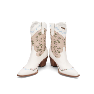 Sepatu bot setengah musim gugur/musim dingin wanita, sepatu bot desain terbaru pabrik dengan hak Chunky warna putih - Product Image 3