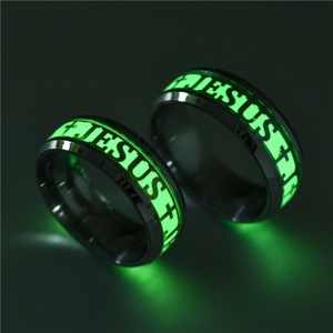 Anillo con Diseño de Alfabeto, Joyería Religiosa, Anillo con Cruz de Jesús e Iniciales para Hombre, Anillo Luminoso que Brilla en la Oscuridad - Product Image 6