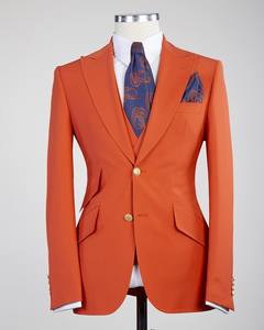 <strong>Orange</strong> Two Pieces <strong>Mens</strong> <strong>Suits</strong> Peaked Lapel Male Tuxedos for Wedding Blazers Double Breasted Groom Wear Slim Fit Prom Jackets - Product Image 5