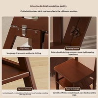 Chaise-échelle convertible en bois, marchepied pliant à 4 niveaux avec charnière pour bibliothèque, maison, bureau, salle d'étude