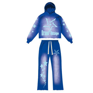 Ensemble sweat-shirt et pantalon de survêtement surdimensionné en coton 100% de haute qualité, lavage à l'acide, délavé au soleil, lettres, pull pour homme, streetwear, sweat-shirt personnalisé - Product Image 4