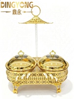 Ensemble de réchauds de buffet ronds doubles suspendus de luxe 16L en acier inoxydable pour service de buffet de banquet et restaurant