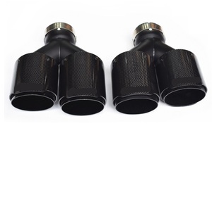 Silenziatore universale per auto in fibra di carbonio tubo di scarico a doppia uscita terminale di scarico nero per audi bmw <span class=keywords><strong>Wv</strong></span> Honda Mercedes Benz - Product Image 3