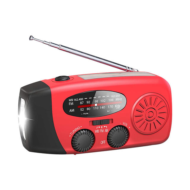 Multifunctional Hand Radio Solar Crank Dynamo Powered FM NOAA Weather Radio for Speaker Rechargeable Battery Flash Light