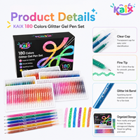 Stylo gel pailleté KAIX Super Shining à faible MOQ, 12, 24, 36, 180 couleurs, grande capacité, pour la rentrée scolaire