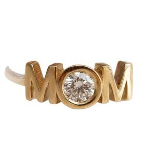 Bague pour maman en or avec diamant rond et lettre, cadeau pour femme, fête des mères - Product Image 5