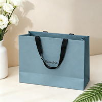 Sac en papier de luxe personnalisé avec logo de marque, ruban et poignée, pour emballage de chaussures, vêtements, boutique, cadeau