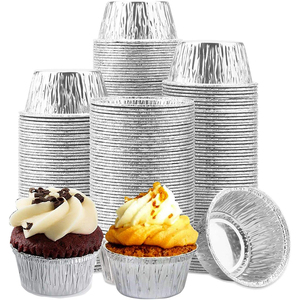 Small 4OZ Disposable Aluminium Baking Cupcake Containers Aluminum Foil Pudding <strong>Pans</strong> Cups <strong>with</strong> <strong>Lids</strong> - Product Image 1