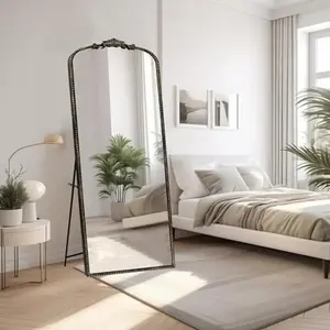 Miroir pleine longueur baroque vintage orné 71 ''x 30'' verre HD Image claire Film antidéflagrant cadre en métal décoration à bulles gratuite - Product Image 4