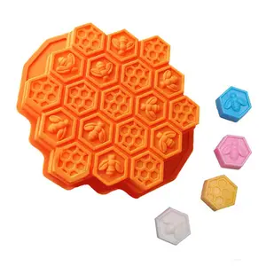 Food Grade BPA Free Bee Honeycomb Cake Mold Durable Chocolate Mold 19 Cavity Large and Small Size Honeycomb Soap Mold Silicone