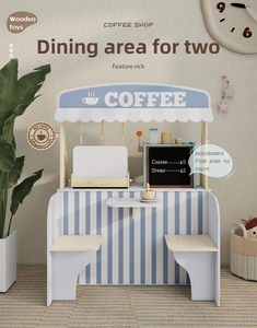 Cafetería de Juguete de <span class=keywords><strong>Madera</strong></span> COMMIKI para Niños Dos en Uno Puesto de <span class=keywords><strong>Cocina</strong></span> para Juego de Rol Desarrollo de Habilidades Sociales y Juego Imaginativo - Product Image 4