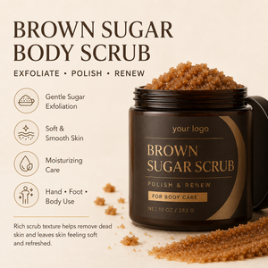 Exfoliante corporal suave de azúcar ODM que pulimenta la piel, renueva la textura, suaviza las áreas ásperas e hidrata la piel con azúcar moreno. - Product Image 6
