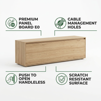 Meuble TV moderne en bois de chêne clair, console multimédia sans poignée sur mesure OEM pour salon et villa