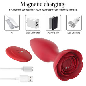 Nouveauté 2023 : Vibrateur en forme de rose, plug anal, jouets pour adultes, masseur de prostate, silicone, télécommande, plug anal en forme de rose - Product Image 6