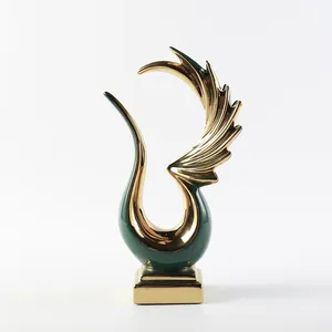 Simple Swan Shape Art Mind Ornaments Cheap Green Modern Decorations Pieces For Home Hotel
