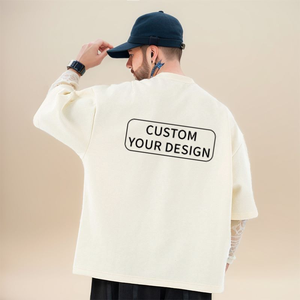 T-shirt Oversize da <span class=keywords><strong>Uomo</strong></span> <span class=keywords><strong>a</strong></span> <span class=keywords><strong>Maniche</strong></span> Corte con Mezza Zip Verde Goffrato di Alta Qualità, Design Personalizzato OEM e Ricamo sulla Zip - Product Image 2
