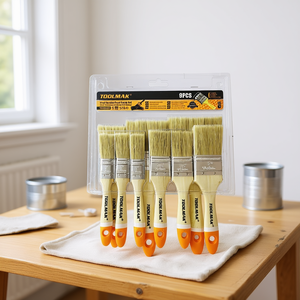 Ensemble de pinceaux à peinture Toolmak avec manche en bois, 9 pièces, tailles assorties, pour la peinture à domicile - Product Image 3