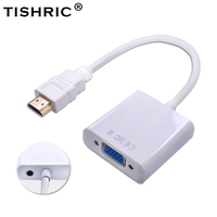 Adaptador convertidor TISHRIC HDMI a VGA, macho a hembra, compatible con HDMI a VGA con cable de audio para PC, portátil, tableta, TV Box