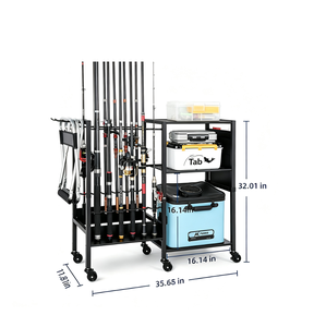 Organisateur de cannes à pêche en métal pour garage, support de <span class=keywords><strong>rangement</strong></span> pour matériel de pêche, boîte à accessoires et bobines - Product Image 3