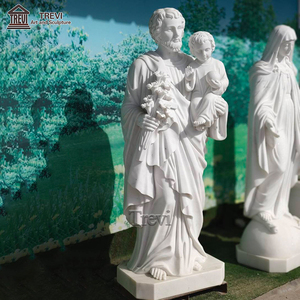 Statua di <span class=keywords><strong>San</strong></span> Giuseppe con Gesù Bambino in Marmo Bianco Scolpito a Mano TREVI per Decorazione di Chiese e Giardini - Product Image 5