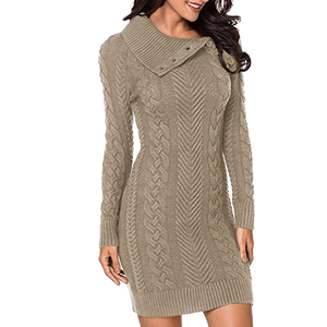 Vestido de Suéter Tejido de Manga Regular para Mujer, Prenda Exterior Informal Transpirable de Alta Calidad, Personalizable - Product Image 1