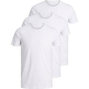 เสื้อยืดคอกลมแขนสั้นผู้ชาย สีขาว ผ้าฝ้าย 100% ทรงปกติ ผ้าเจอร์ซีย์เนื้อนุ่ม สีพื้น เรียบง่าย สวมใส่สบาย - Product Image 1