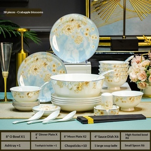 Service de table européen de luxe léger en céramique de Jingdezhen, vaisselle en porcelaine fine, vente en gros, cadeau, LOGO personnalisable - Product Image 6