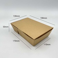 Boîte à emporter en papier kraft jetable multi-compartiments avec couvercle à charnière et plusieurs grilles pour le déjeuner