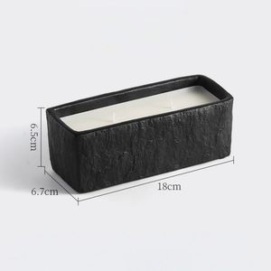 Bougie parfumée rectangulaire en céramique terracotta à 3 mèches, aromathérapie nordique, décoration d'intérieur - Product Image 3