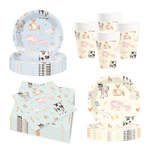 Vajilla para Fiesta de Animales de Granja DAMAI, Juego de Artículos para Fiesta de Cumpleaños Vintage con Animales de Granja, Platos, Servilletas, Vasos, Kit de Vajilla para 8 Personas - Product Image 2