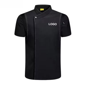 Chaqueta Moderna Unisex de Chef con Cierre, Manga Corta, Estampado Digital, Detección de Agujas, Uniforme de Restaurante, Uniforme de Hotel, Poliéster/Algodón - Product Image 3