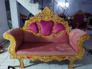 Sofá de Boda de Madera Maciza de Lujo para Decoración del Escenario de los Novios con Elegante Marco Tallado y Tapicería Premium - Product Image 6