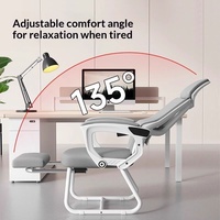 Chaise de bureau en acier à double usage, chaise ergonomique pour la pause déjeuner, chaise d'ordinateur inclinable, siège plat confortable, chaise de maison pour une utilisation à long terme