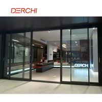 Portes coulissantes de patio DERCHI AS2047 NFRC en aluminium à cadre fin, double vitrage trempé, portes coulissantes écoénergétiques