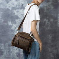 Sac de poitrine/épaule/messager vintage personnalisé en cuir véritable pour homme, fermeture éclair étanche, grande capacité, durable